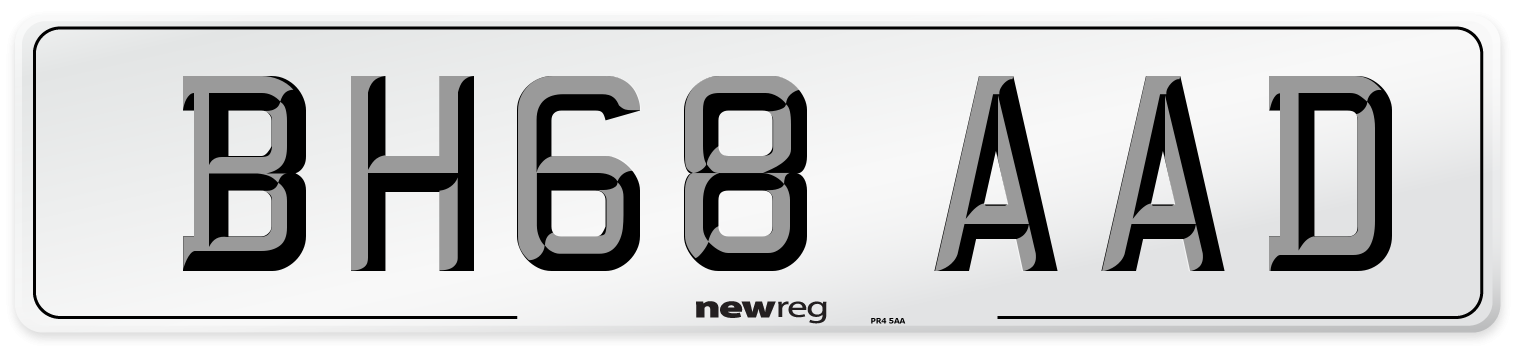 BH68 AAD Number Plate from New Reg